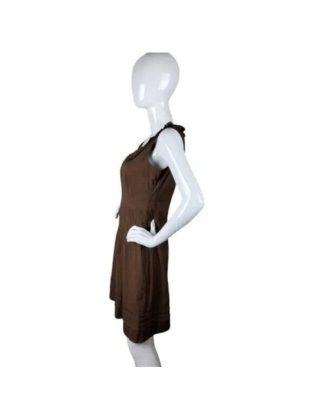 Tory Burch Pleated Sleeveless Fit And Flare Dress Brown Size 4